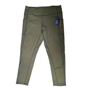 NWT Bass Outdoor Military Green Moisture Wicking Leggings with Contrast Stitch L